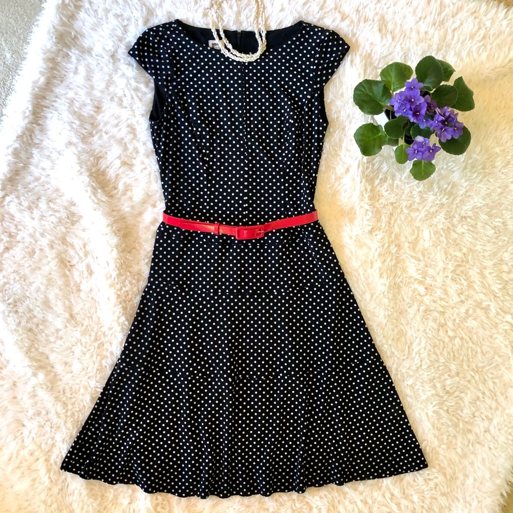 Anne Klein Black Polka dotted Dress size 2